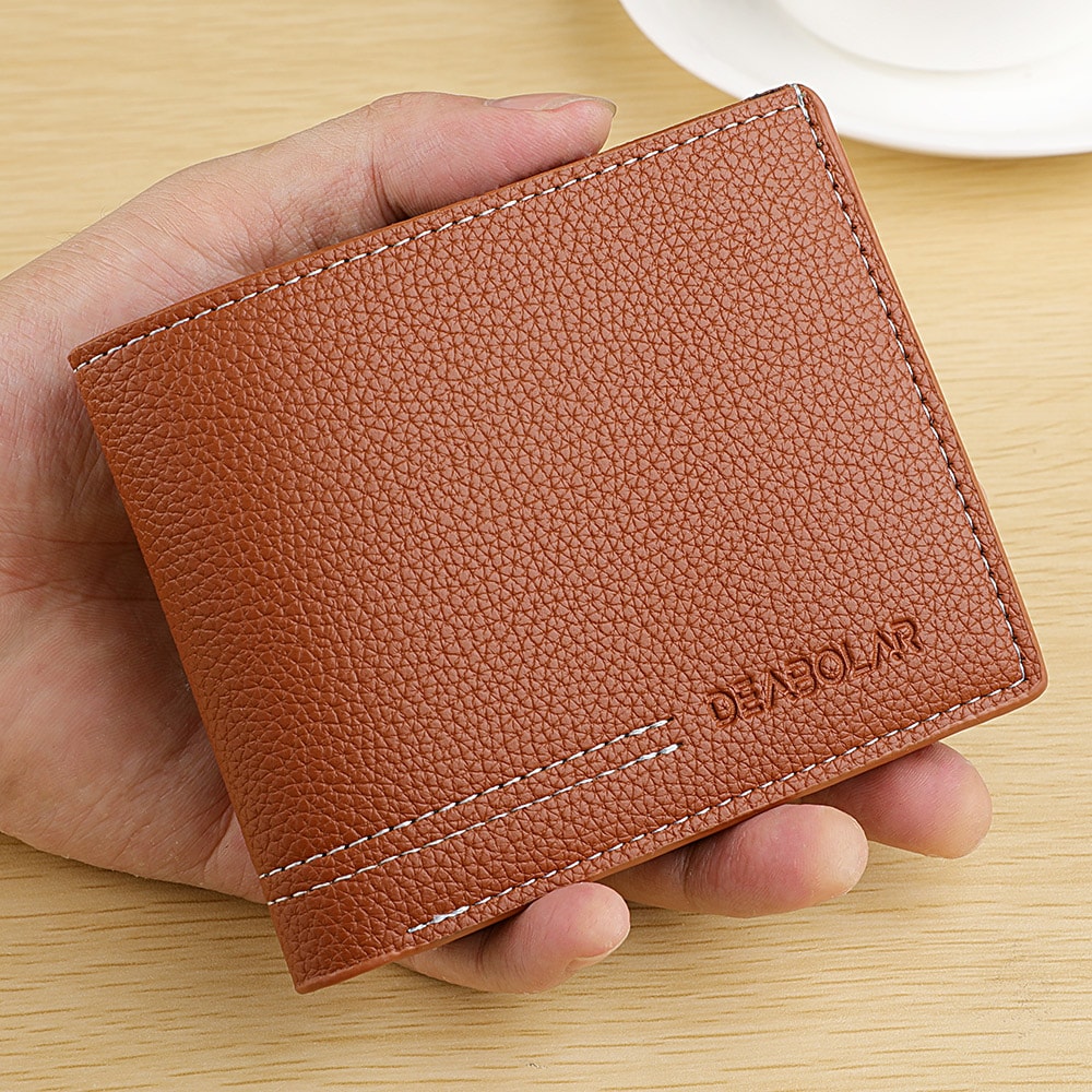 Mens Youth Wallet Luxury Short Leather Slim Minimalist Card Holder 6