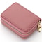 PU Leather Womens Short Purse Lychee Print Card Holder Bank Credit Card And ID Holder With Zipper C 1