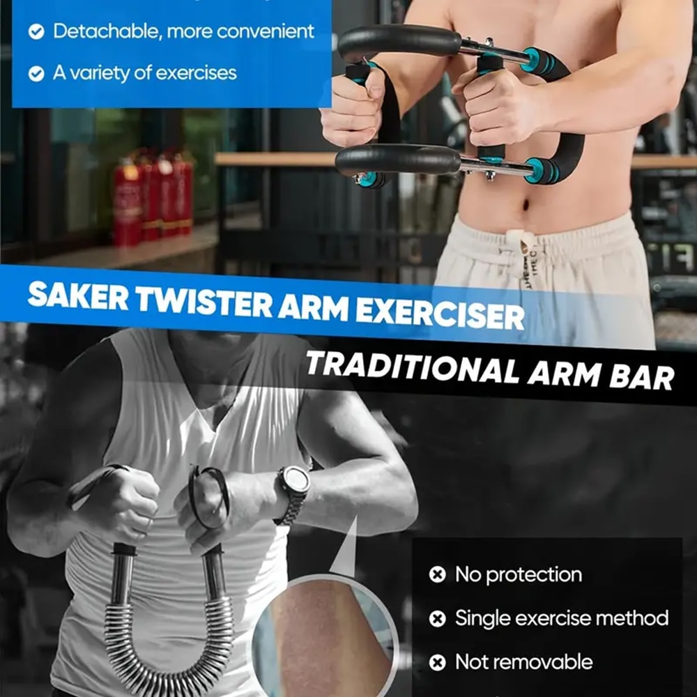 Hand Gripper, Adjustable Resistance Twister Arm Trainer for Strength and Fitness, Power Twister Bar for Home Workouts