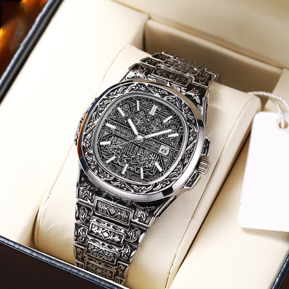 Mens Analog Wristwatch Vintage Quartz Watch Stainless Steel Strap 4