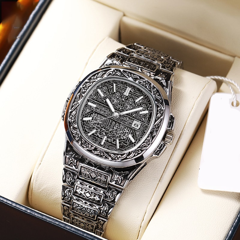 Mens Analog Wristwatch Vintage Quartz Watch Stainless Steel Strap 4