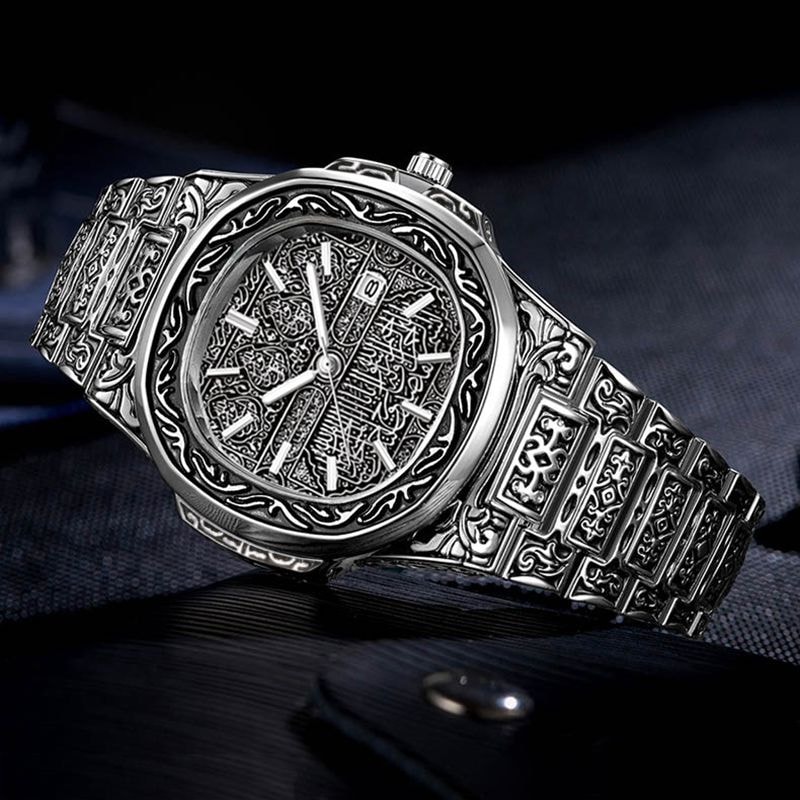 Mens Analog Wristwatch Vintage Quartz Watch Stainless Steel Strap 6