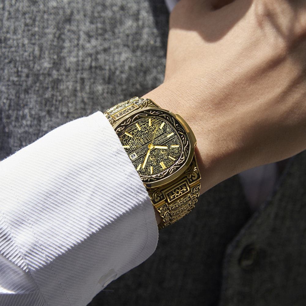 Mens Analog Wristwatch Vintage Quartz Watch Stainless Steel Strap 7