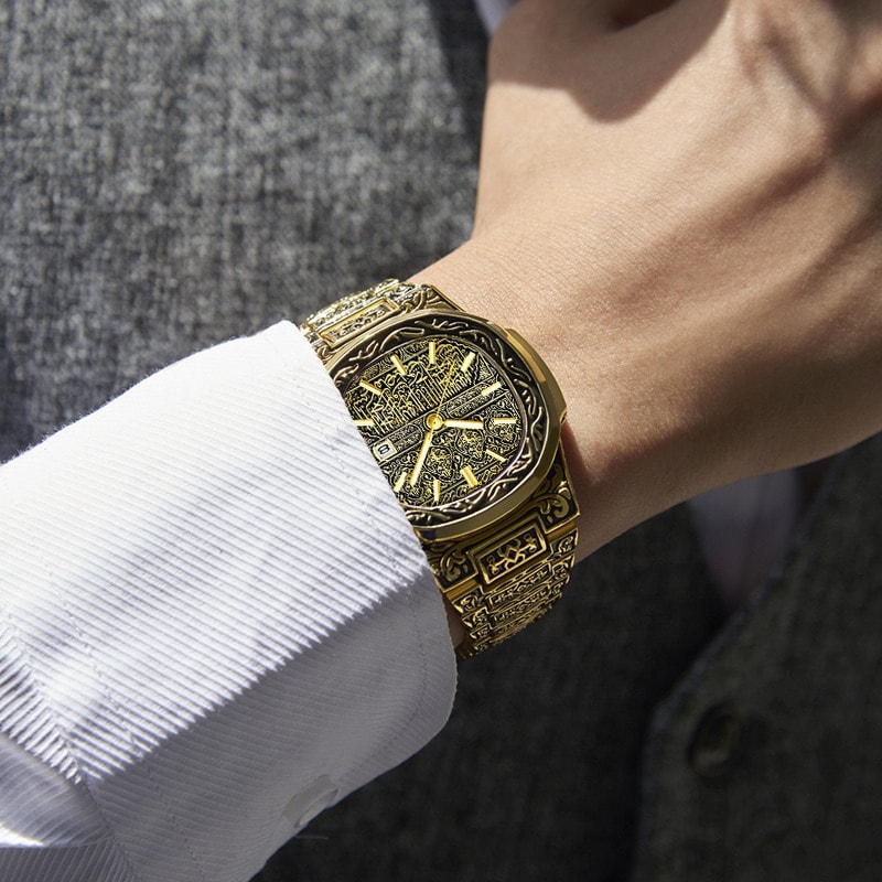 Mens Analog Wristwatch Vintage Quartz Watch Stainless Steel Strap 7