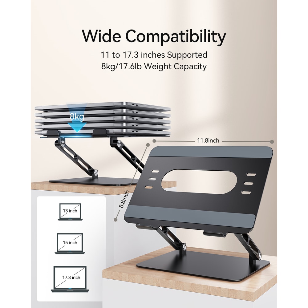 Ergonomic Adjustable Laptop Stand For Desk Aluminum Riser For Notebook Sturdy Laptop Stand 7