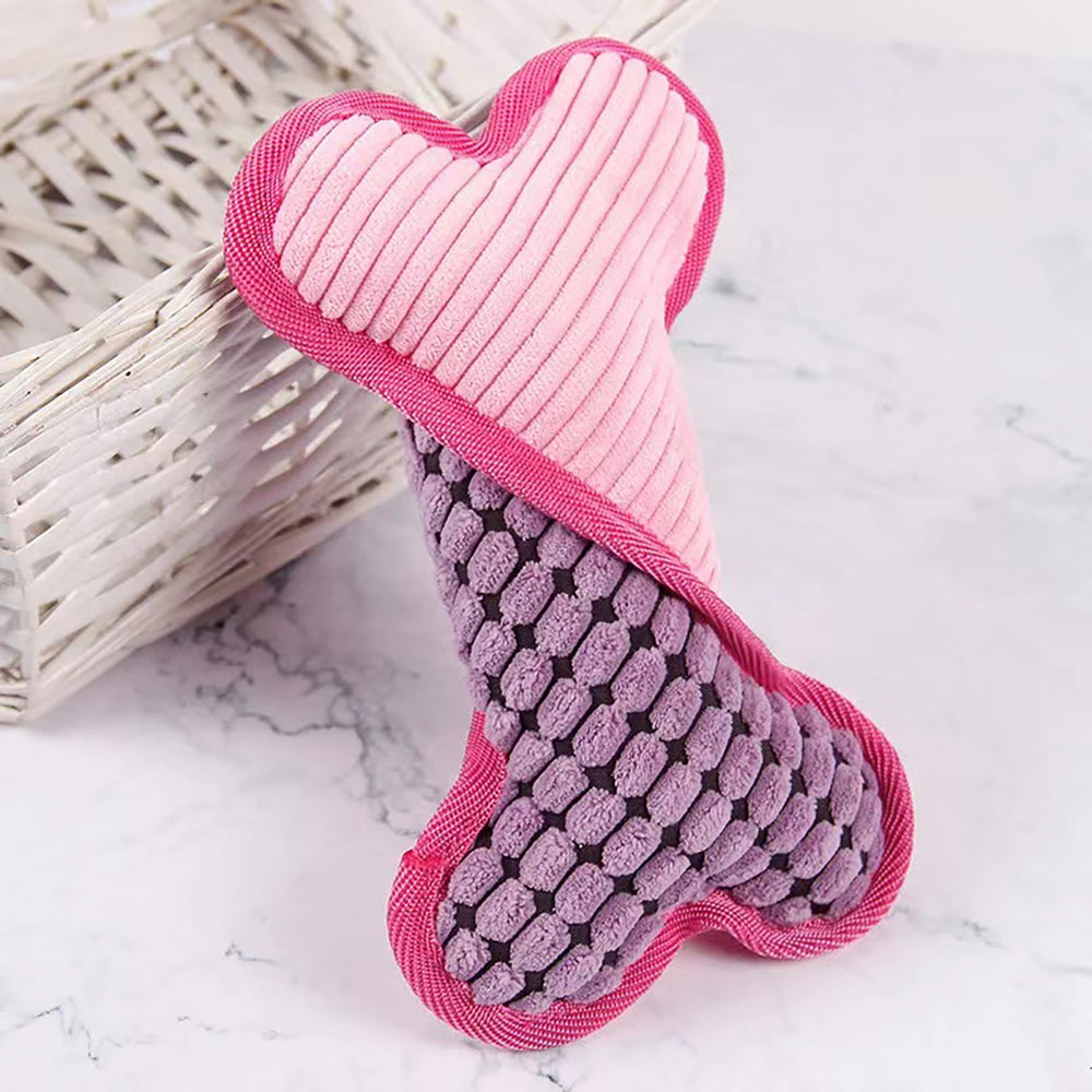 Stuffed Plush Chew Toys For Dogs Squeaky Bones Toy Puppy Birthday Gifts 0