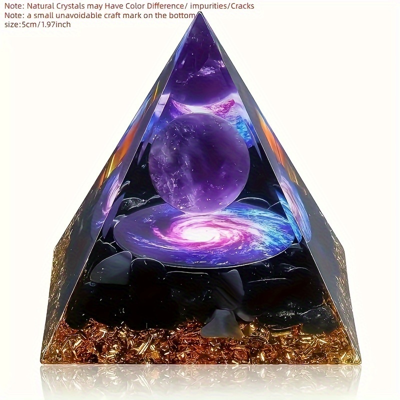 Homeopathic Amethyst Crystal Ball Pyramid, Raw Stone, Stress Relief and Wealth Attraction