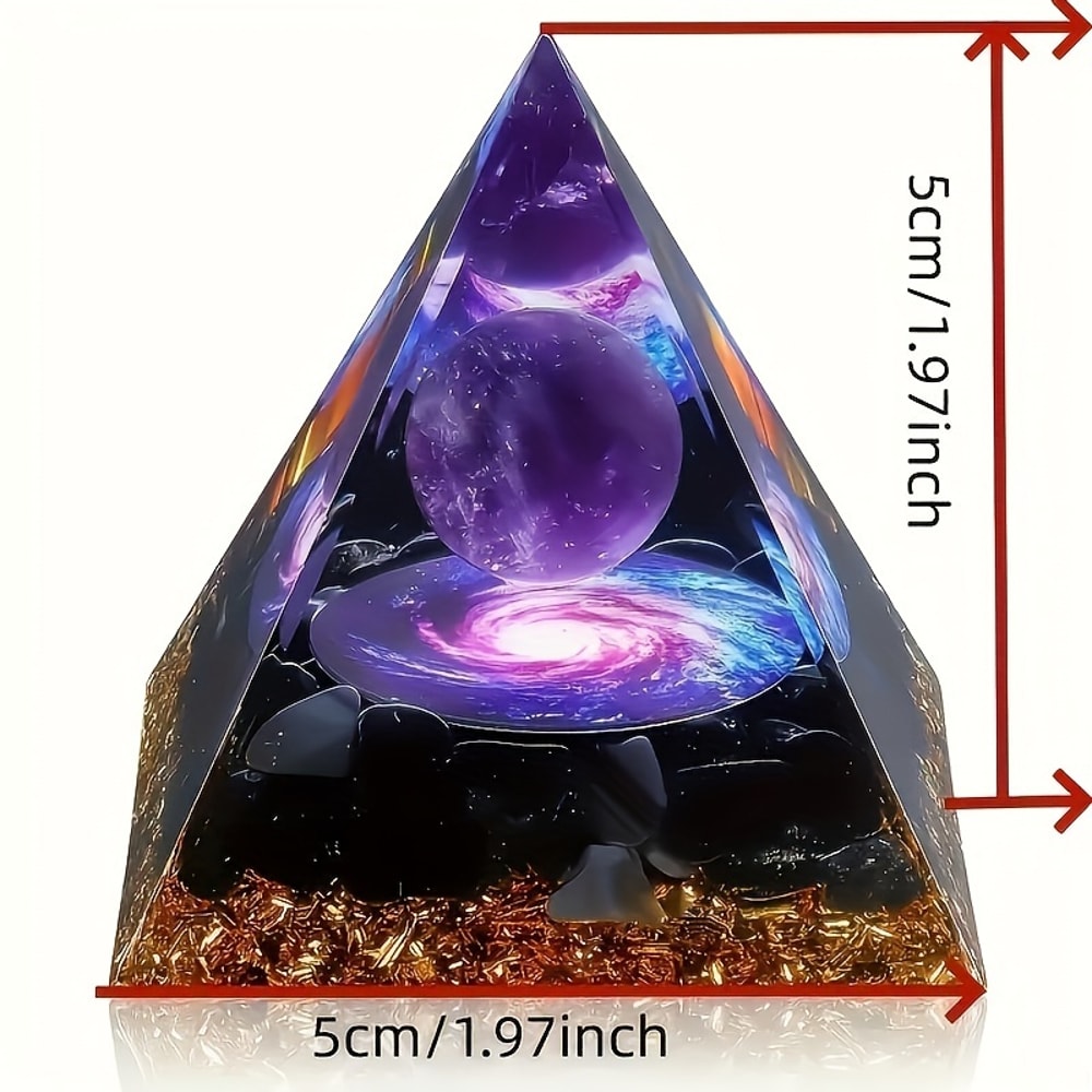Homeopathic Amethyst Crystal Ball Pyramid, Raw Stone, Stress Relief and Wealth Attraction