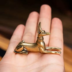 exquisite vintage brass egyptian pharaoh hound statue for shelves and decor