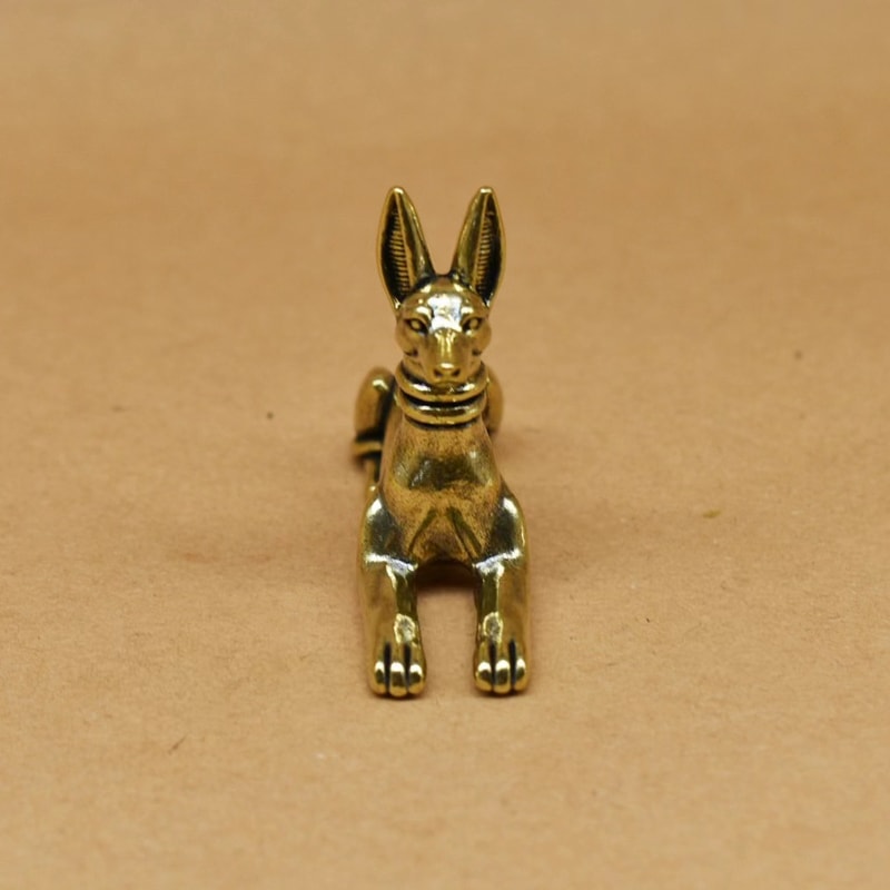 Exquisite Vintage Brass Egyptian Pharaoh Hound Statue for Shelves and Decor