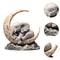 Cute Elephant Sleeping on The Moon Animal Present Acrylic Ornament for Bookshelf