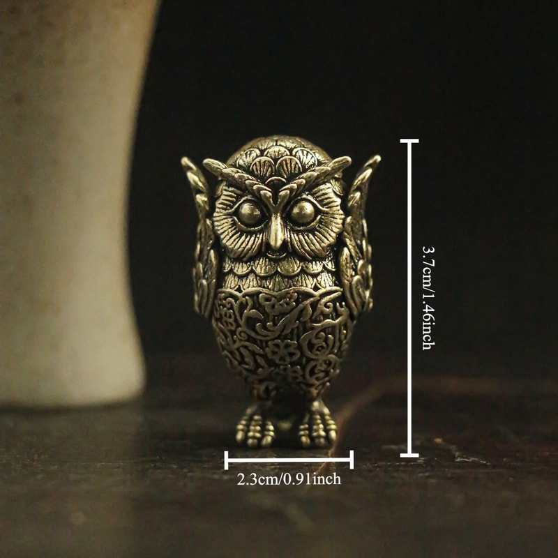 Vintage Brass Owl Statue, Animal Sculpture for Office Desk, Home Decor, Unique Gift Idea for Bookshelf Decoration