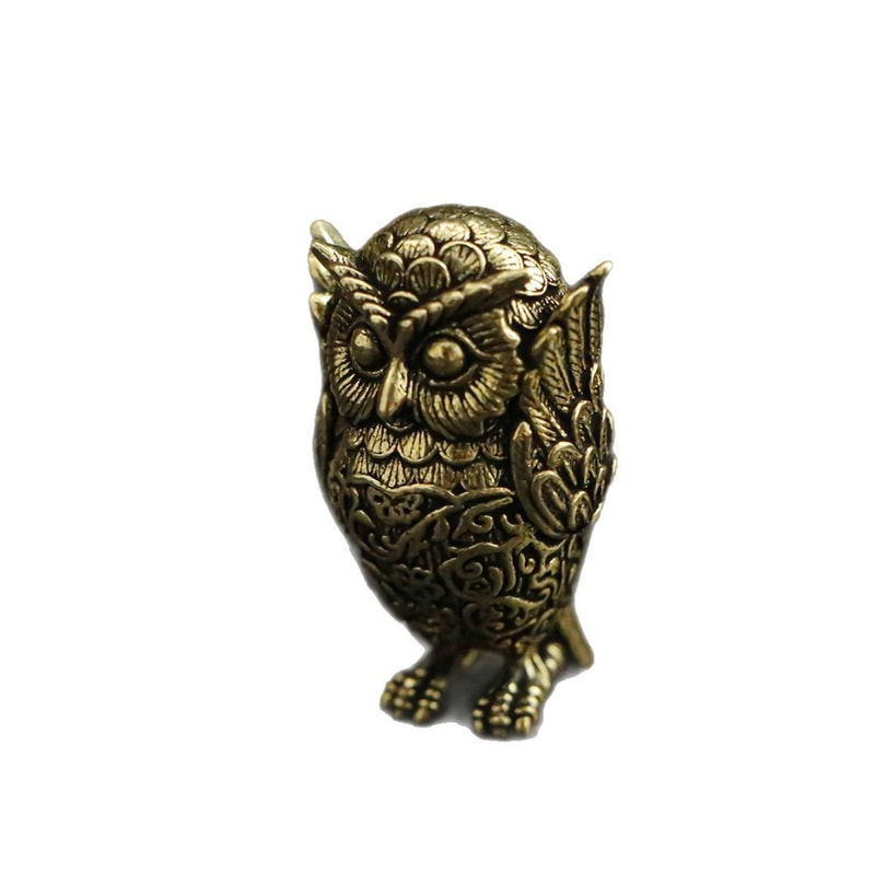 Vintage Brass Owl Statue, Animal Sculpture for Office Desk, Home Decor, Unique Gift Idea for Bookshelf Decoration
