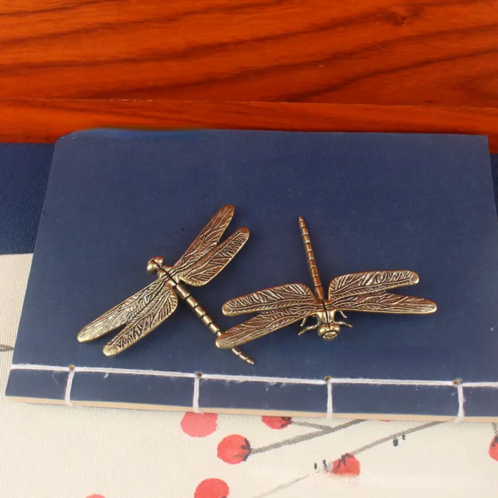 Vintage Brass Dragonfly Figurine Antique Home Office Decor 3