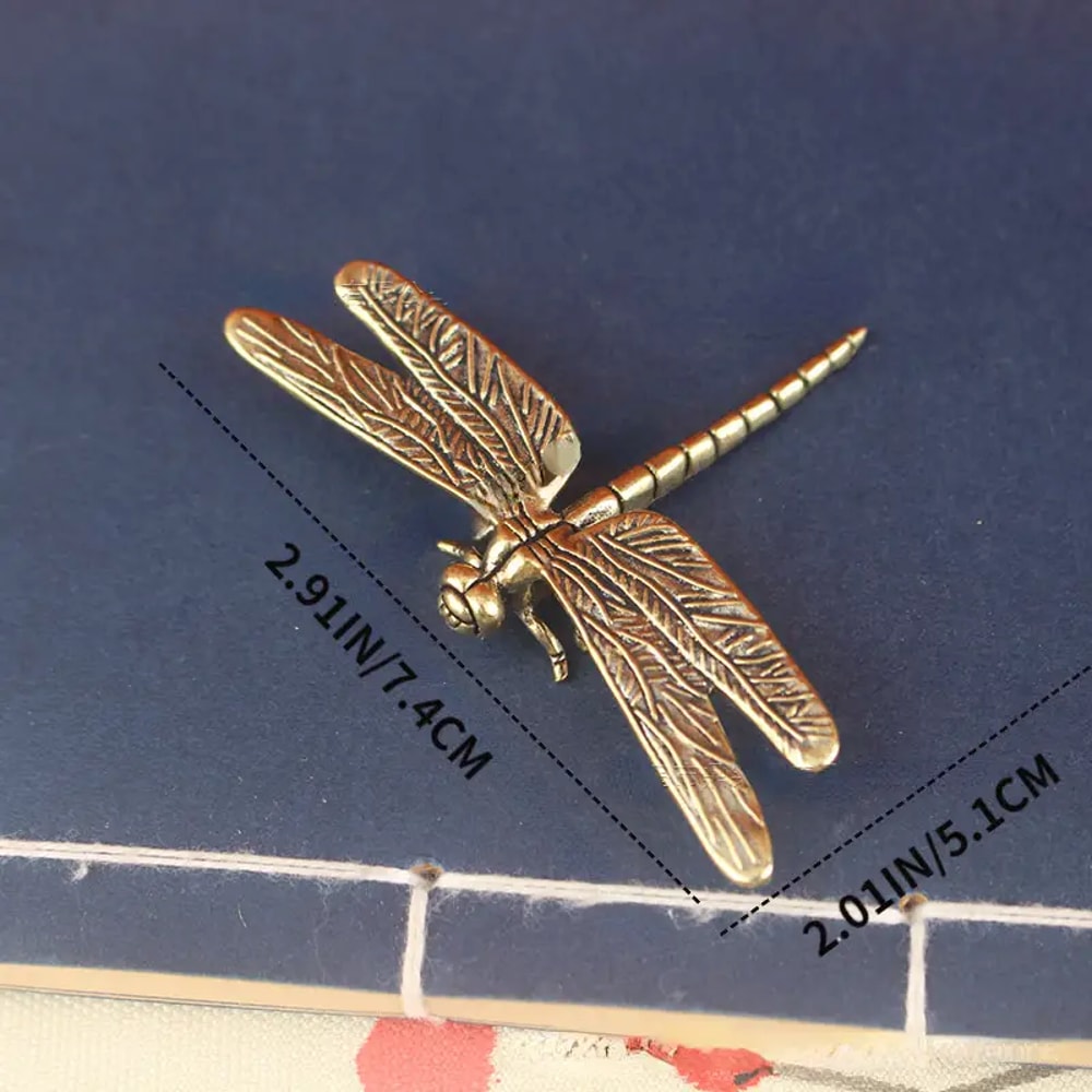 Vintage Brass Dragonfly Figurine Antique Home Office Decor 4