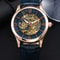 Waterproof Hollow Leather Mens Watch Automatic Mechanical Rome Watch 7