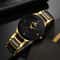 Exquisite Mens Luxury Watch Black Gold Quartz Steel Fashion Clock 0