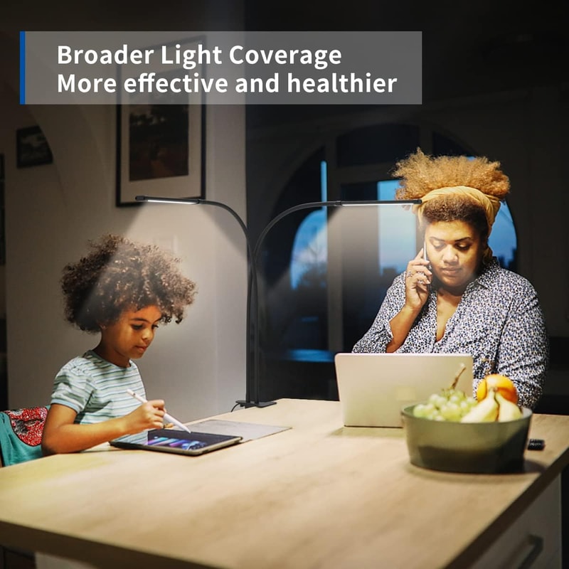 Clip-on Desk Lamp for Study, Lighting Modes, Flexible Gooseneck, Eye-Care Reading Lamp, USB Powered with Brightness