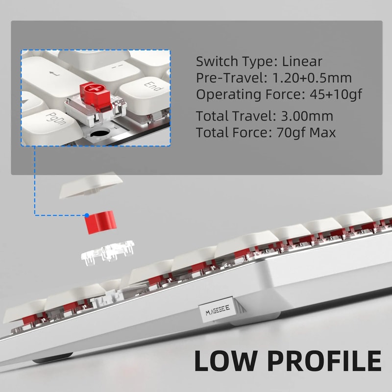 Wireless RGB Mechanical Keyboard Moon84 24GHz Bluetooth USBC Wired Office White Triple Mode For PC 2