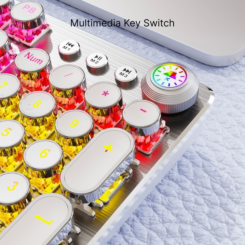 AllMetal Panel Retro Punk Typewriter Mechanical Gaming Keyboard 104 Key USB Wired For Gaming And Of 7