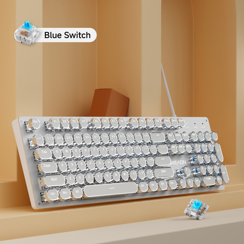 AllMetal Panel Retro Punk Typewriter Mechanical Gaming Keyboard 104 Key USB Wired For Gaming And Of 3