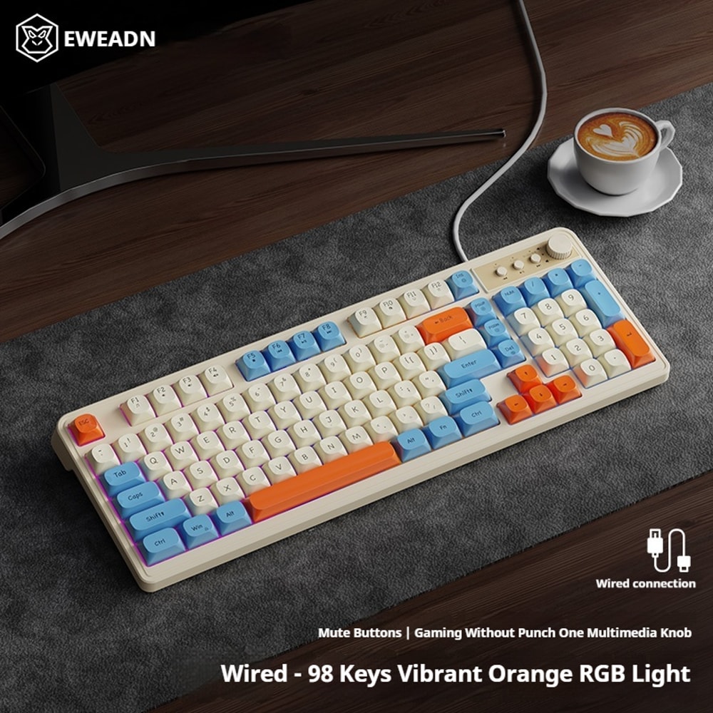 Rainbow Backlit Gaming Office Keyboard Quiet USB Wired Stylish Digital Area For Work And Play 2