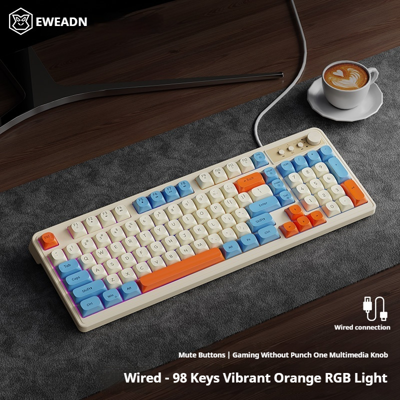 Rainbow Backlit Gaming Office Keyboard Quiet USB Wired Stylish Digital Area For Work And Play 2