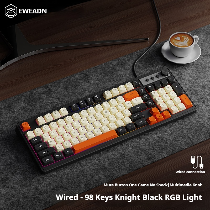 Rainbow Backlit Gaming Office Keyboard Quiet USB Wired Stylish Digital Area For Work And Play 1