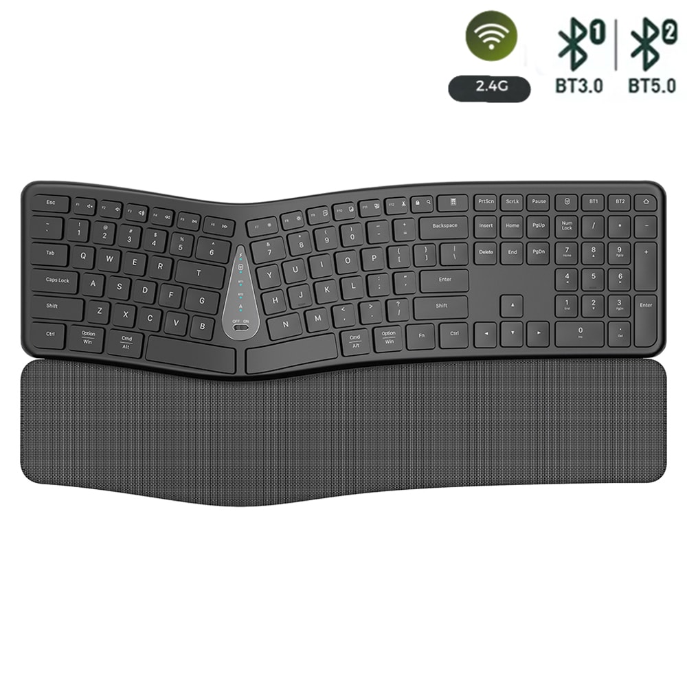 Comfortable Wireless Ergonomic Keyboard With Palm Rest MultiDevice Rechargeable Bluetooth Keyboard 6
