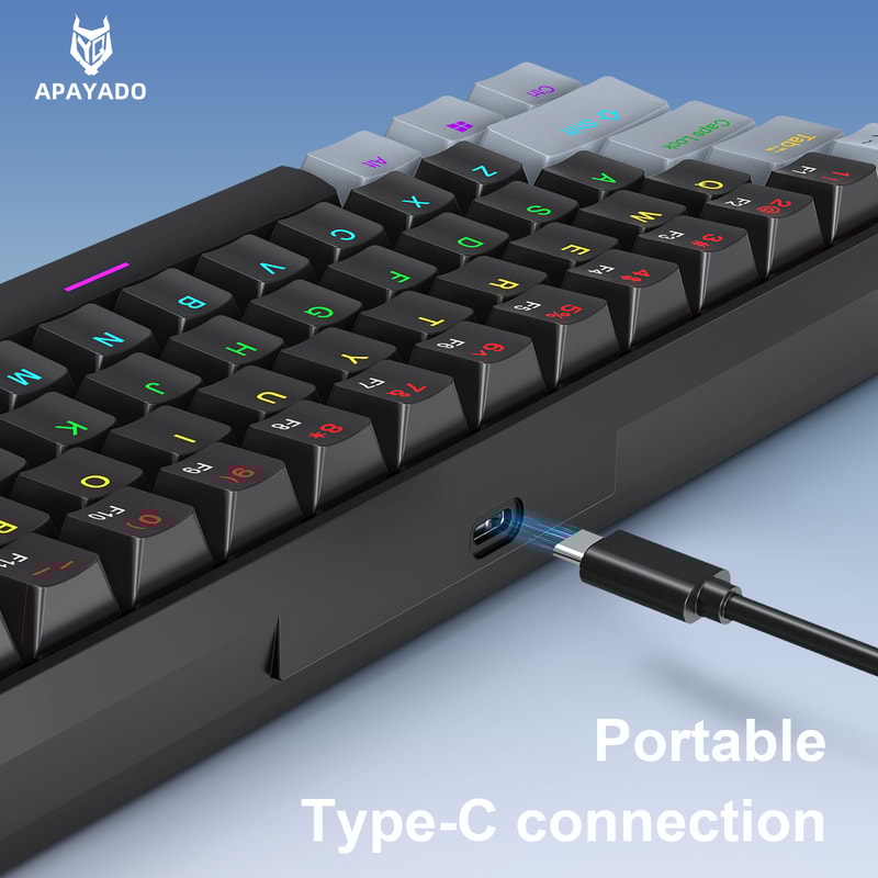 Mini Mechanical Keyboard, RGB Phantom Lighting, Wired Type-C, Blue/Red Switch, Portable Mechanical Keyboard