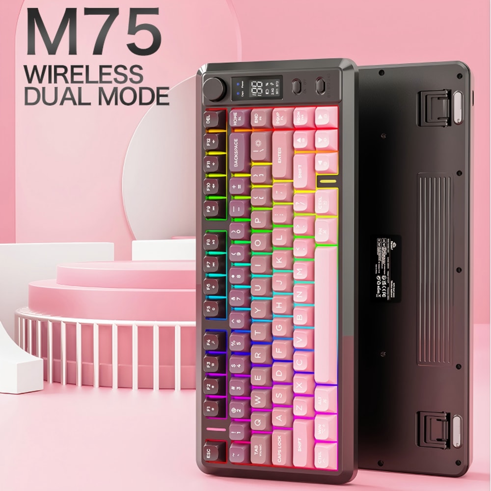 Bluetooth Dualmode Keyboard PBT Gradient Ball Cap Wireless Gaming Keyboard With Display Screen 2