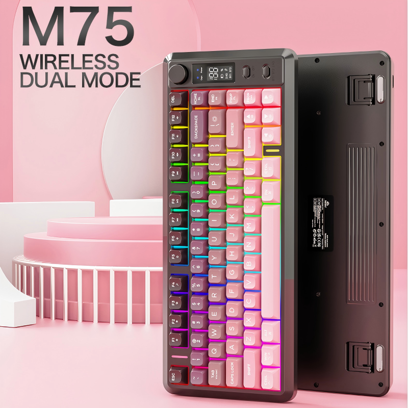 Bluetooth Dualmode Keyboard PBT Gradient Ball Cap Wireless Gaming Keyboard With Display Screen 2