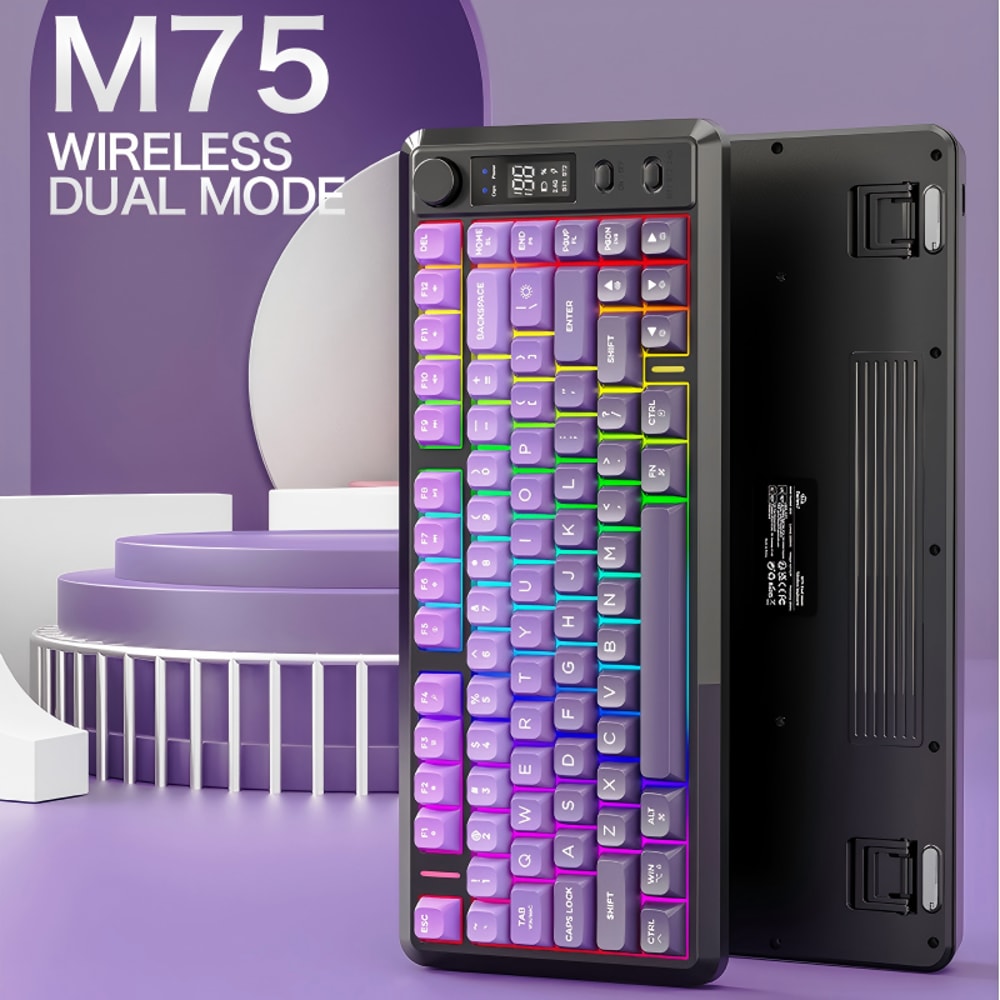 Bluetooth Dualmode Keyboard PBT Gradient Ball Cap Wireless Gaming Keyboard With Display Screen 3