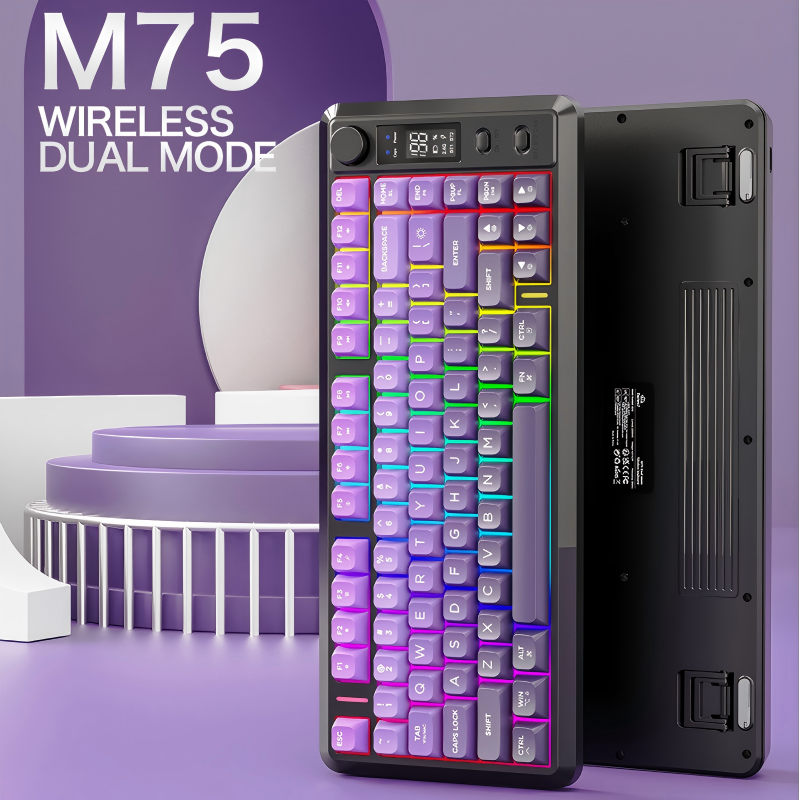 Bluetooth Dualmode Keyboard PBT Gradient Ball Cap Wireless Gaming Keyboard With Display Screen 3