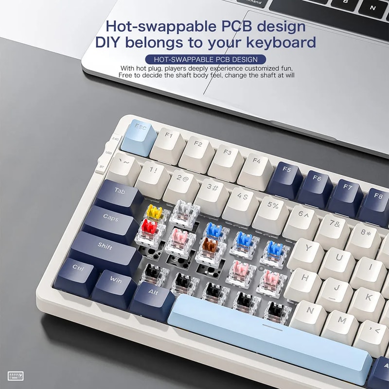 Wireless Mechanical Keyboard With Full Key Hot Swap Lighting Effects Trimode Connection Gasket Muff 3