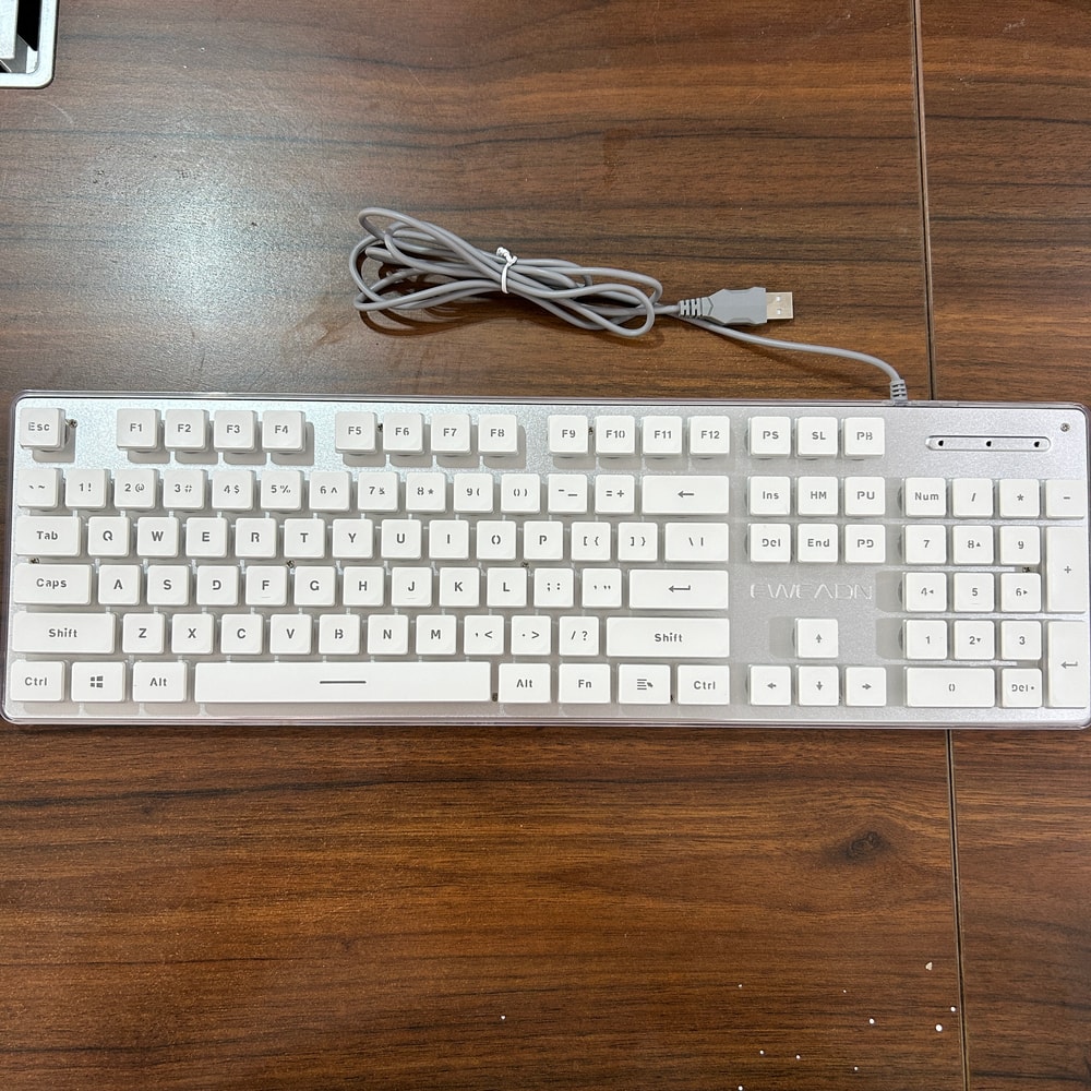 Silent Office Keyboard Wired With Water Drop Keycaps AllMetal Panel For Gaming And Office Use White 5