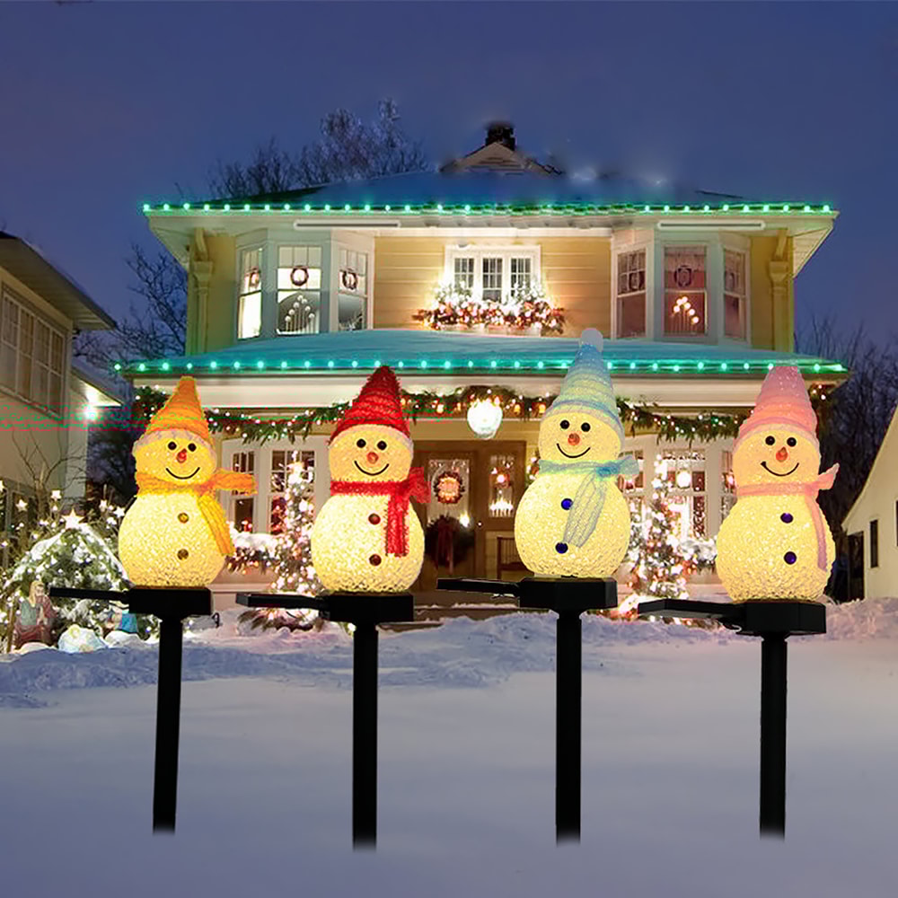 Solar Powered Snowman Lawn Light LED Christmas Solar Garden Decoration Outdoor Decorative Lamp 0