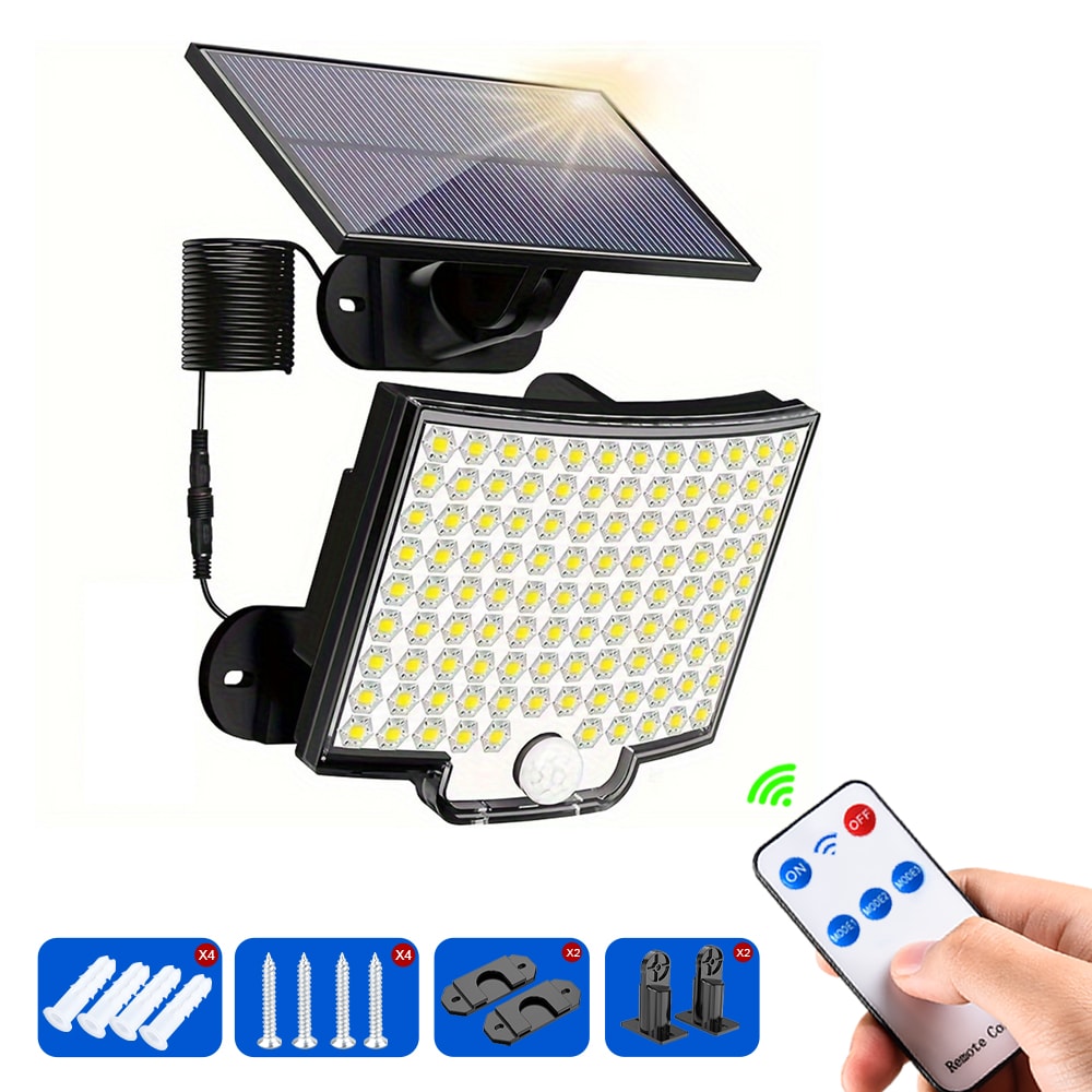 Outdoor Solar Flood Lights with , Motion Sensor, Light Modes, Garden, Garage, Street Lamp, Separate Panel