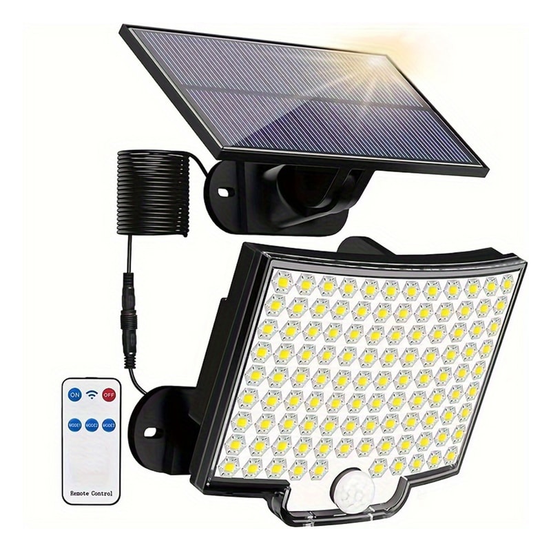 Outdoor Solar Flood Lights with , Motion Sensor, Light Modes, Garden, Garage, Street Lamp, Separate Panel
