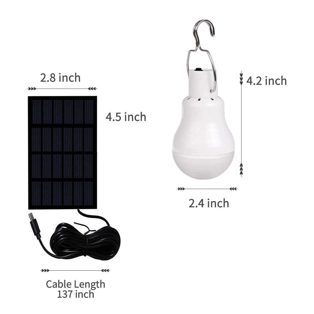 Portable LED Solar Bulb Light Waterproof Emergency Sunlight Powered Lamp 5V USB Hanging Light For I 2