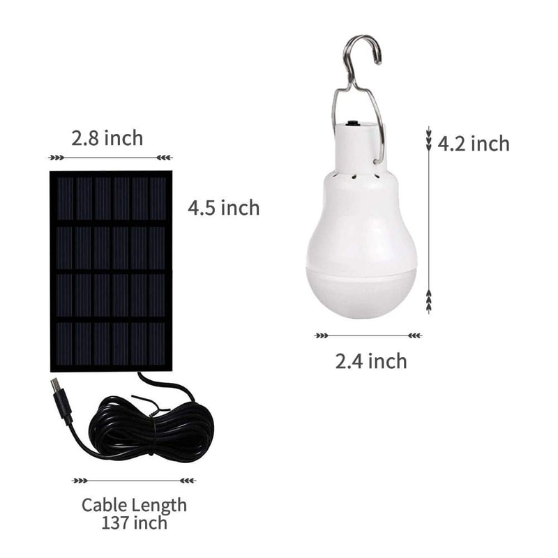 Portable LED Solar Bulb Light Waterproof Emergency Sunlight Powered Lamp 5V USB Hanging Light For I 2