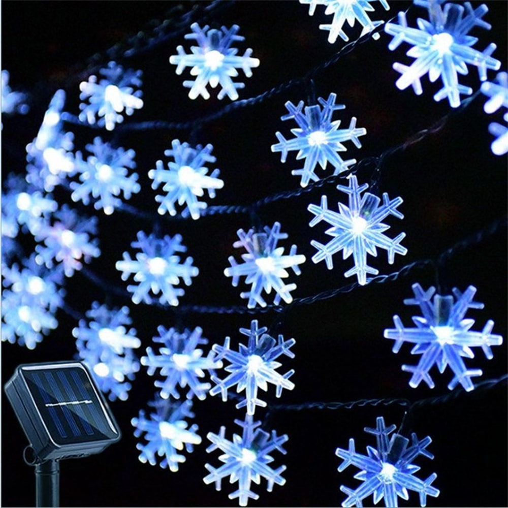 Solar Snowflake Garland Light String for Garden, Wedding & Christmas Outdoor Eave Decoration