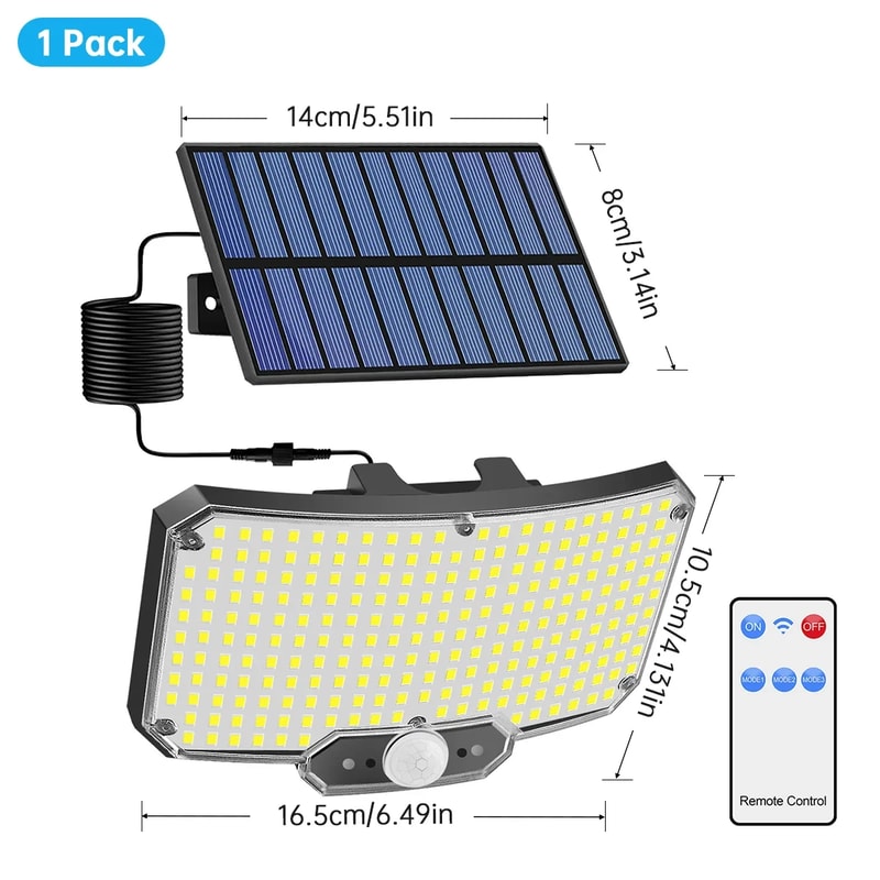 Super Bright Solar Motion Sensor Lights Waterproof Flood Lamp Remote Control Security Wall Lights F 5