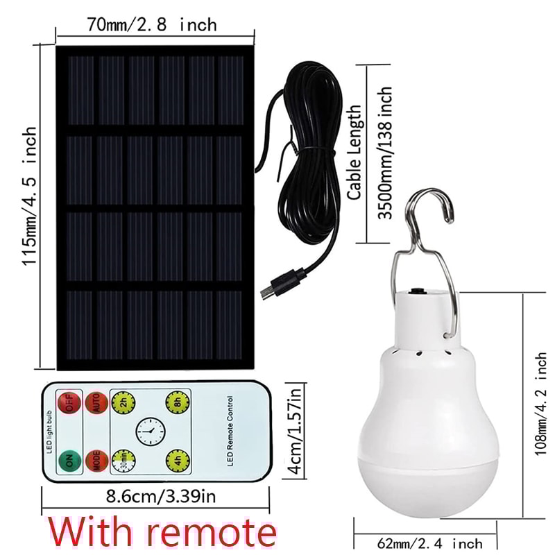 LED Solar Bulb with USB and Solar Charging, Waterproof Hanging Lamp for Garden Hiking Camping