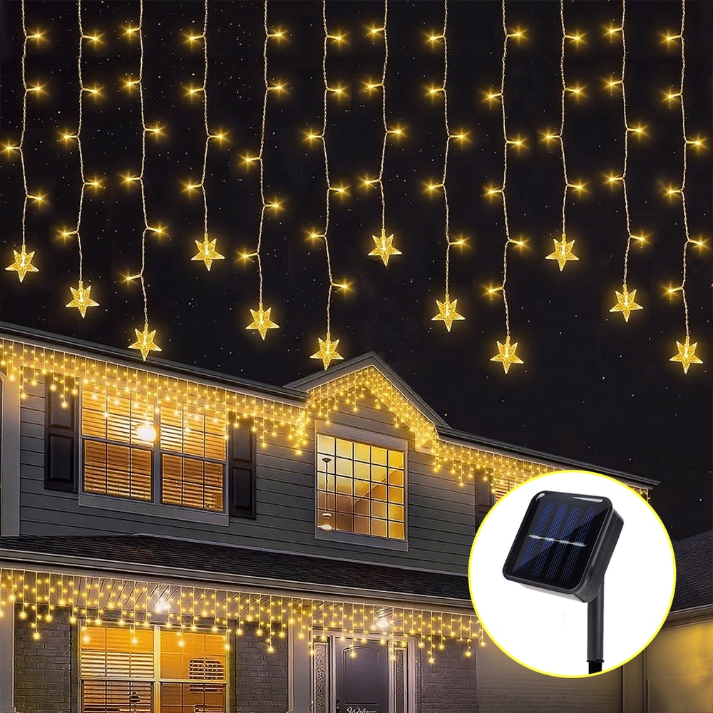 Outdoor Fairy Christmas Lamp, Solar LED Ice Crystal String Lights for Garden Wedding Party Decoration