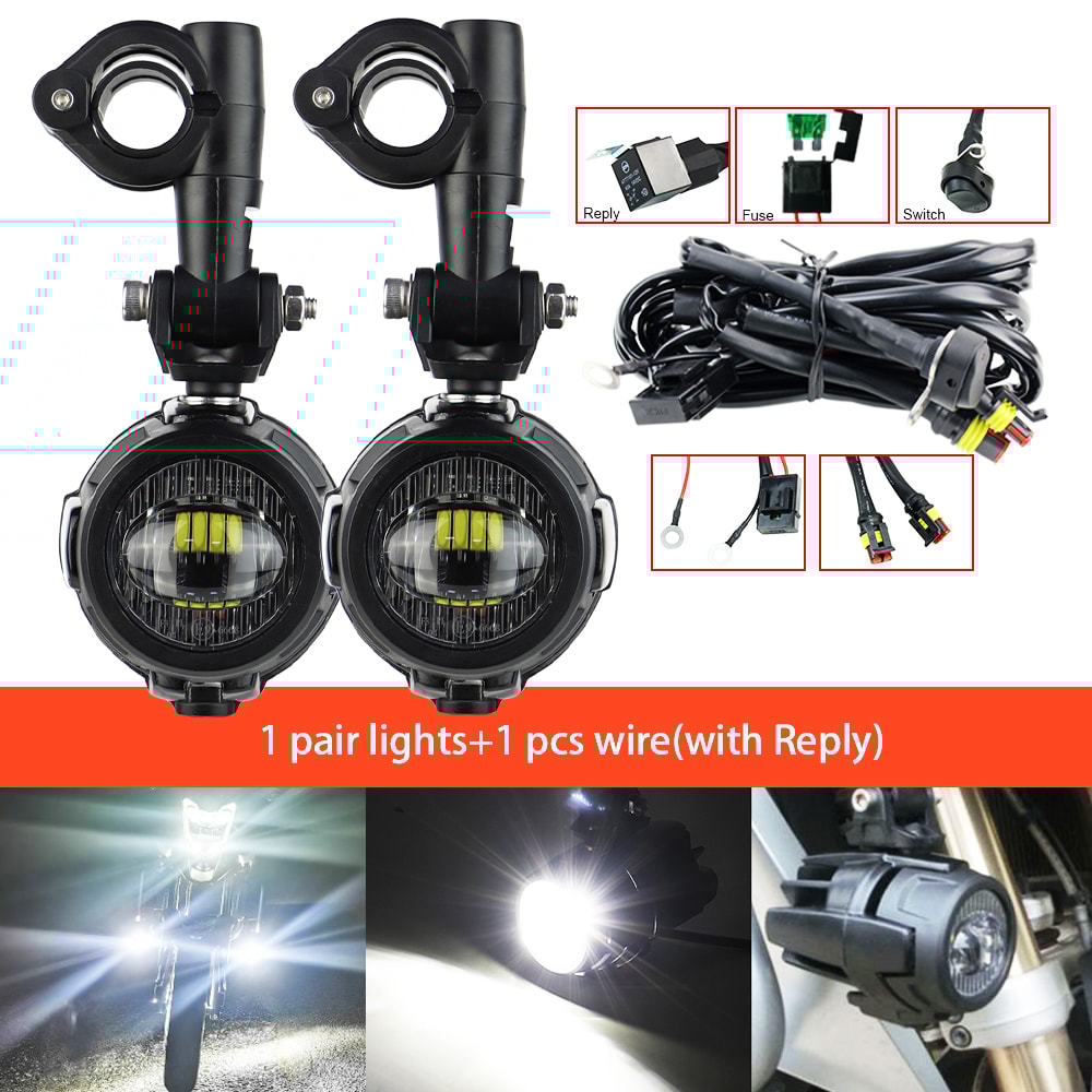 LED Motorcycle Fog Lights Spot Driving Auxiliary Lamps for Universal Use