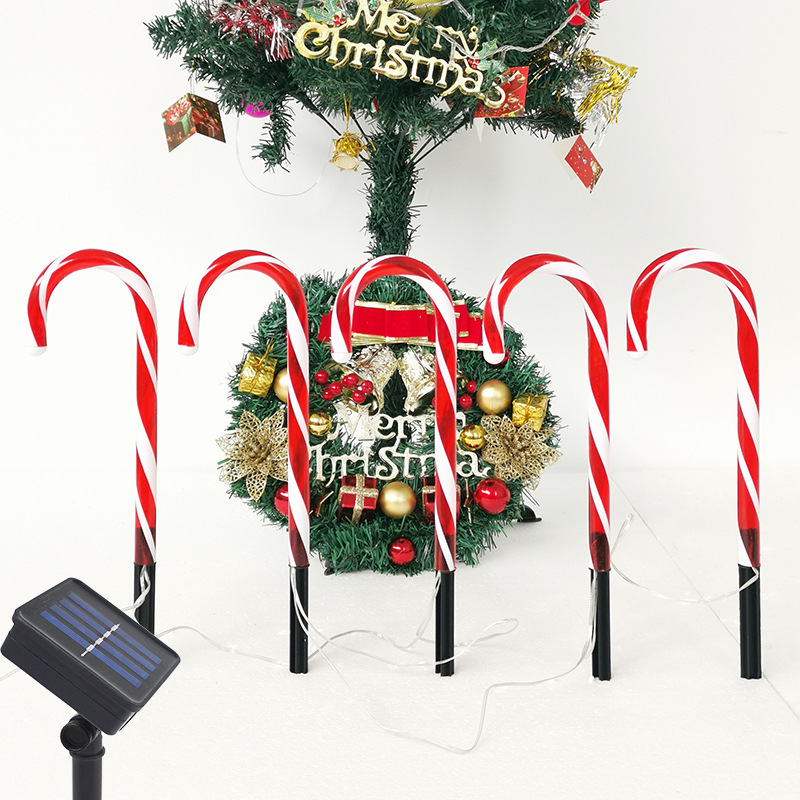 Solar Christmas Candy Cane Lights Waterproof Pathway Decoration For Yard 4
