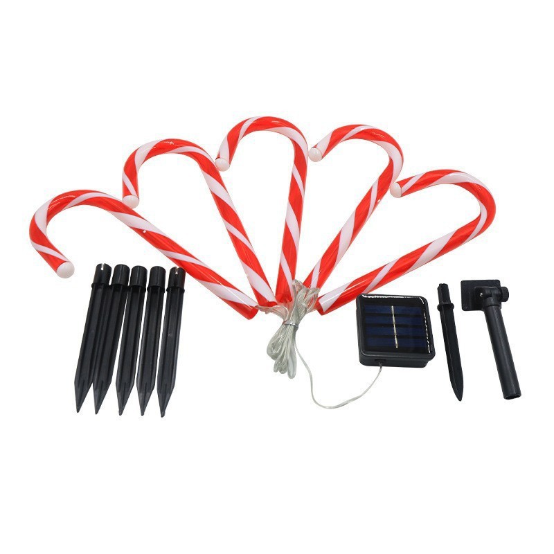 Solar Christmas Candy Cane Lights Waterproof Pathway Decoration For Yard 5