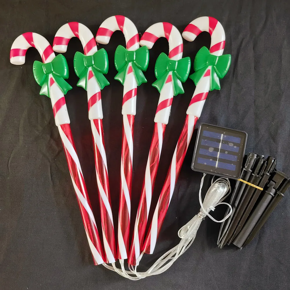 Solar Christmas Candy Cane Lights Waterproof Pathway Decoration For Yard 6