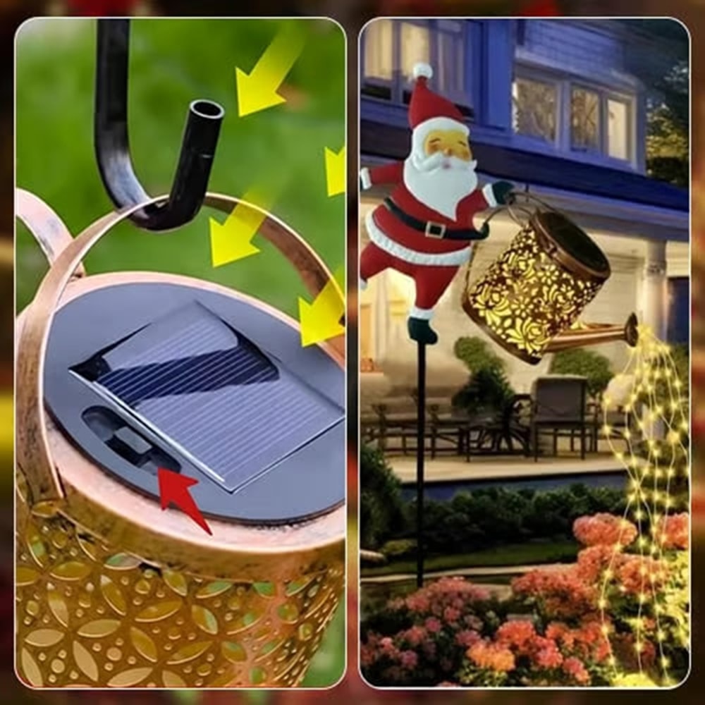 Garden Lawn Christmas Lights Solar Santa Claus Kettle Lamp Solar Night Lights For Outdoors 3